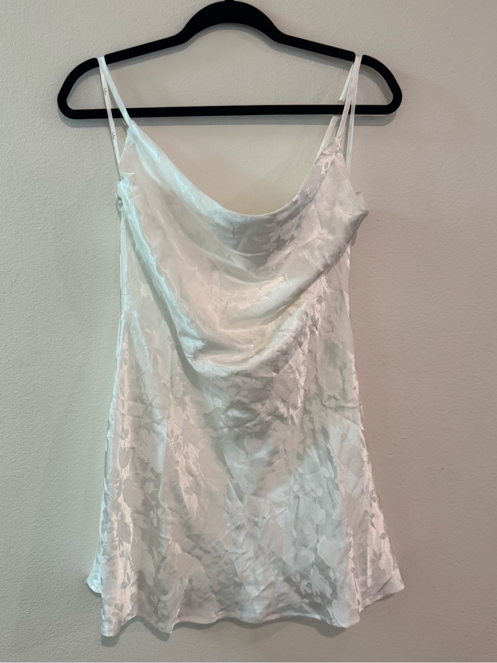 Lulu's White Satin Floral Cowl Neck Chemise Slip